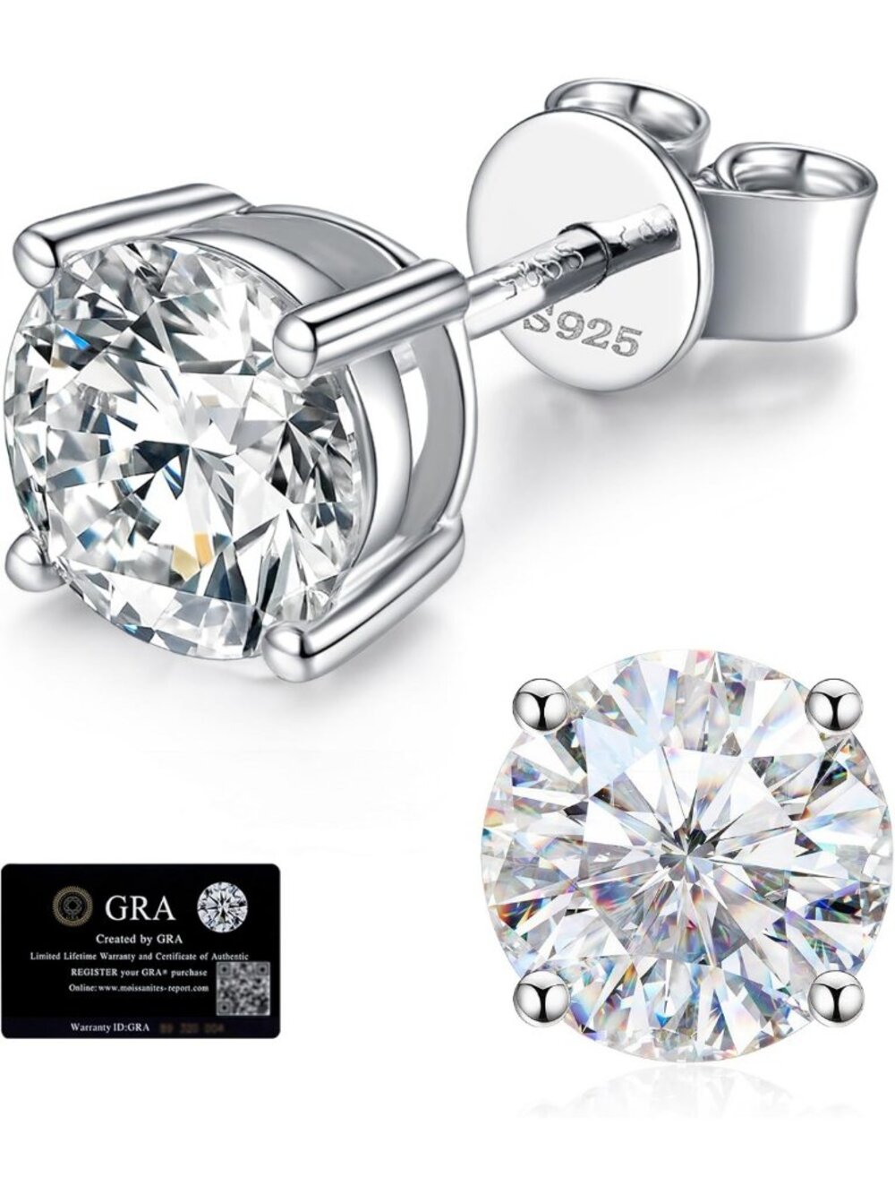 Elegant Moissanite Stud Earrings in 925 Sterling Silver for Women & Men